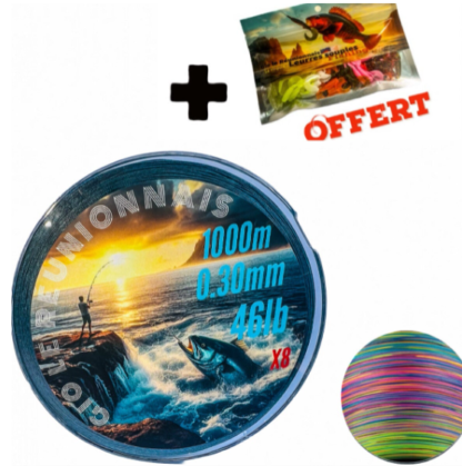 Fil de pêche tressé X8 1 000 mètres (0,28mm, 0,30mm, 0,32mm et 0,40mm) + 1 sachet de leurres offert – Image 9