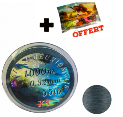 Fil de pêche tressé X8 1 000 mètres (0,28mm, 0,30mm, 0,32mm et 0,40mm) + 1 sachet de leurres offert – Image 5