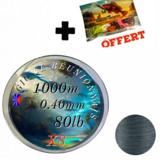 Fil de pêche tressé X8 1 000 mètres (0,28mm, 0,30mm, 0,32mm et 0,40mm) + 1 sachet de leurres offert