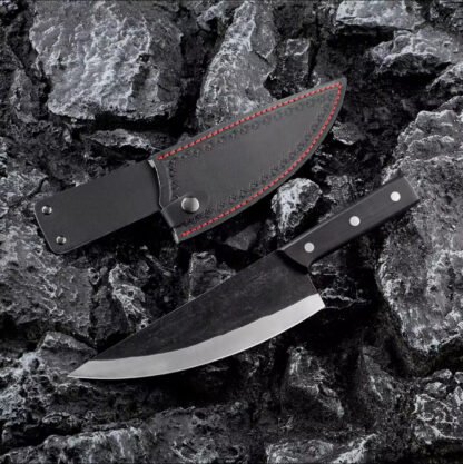 Couteau de chef serbe forgé + gaine en cuir – Image 8
