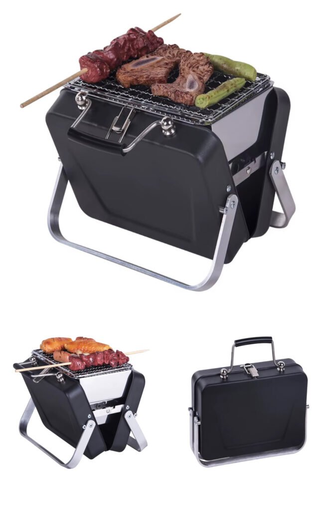 Barbecue portable en acier inoxydable - Design amovible - Mini barbecue de table pour barbecue en plein air, camping, voyage, pique-nique