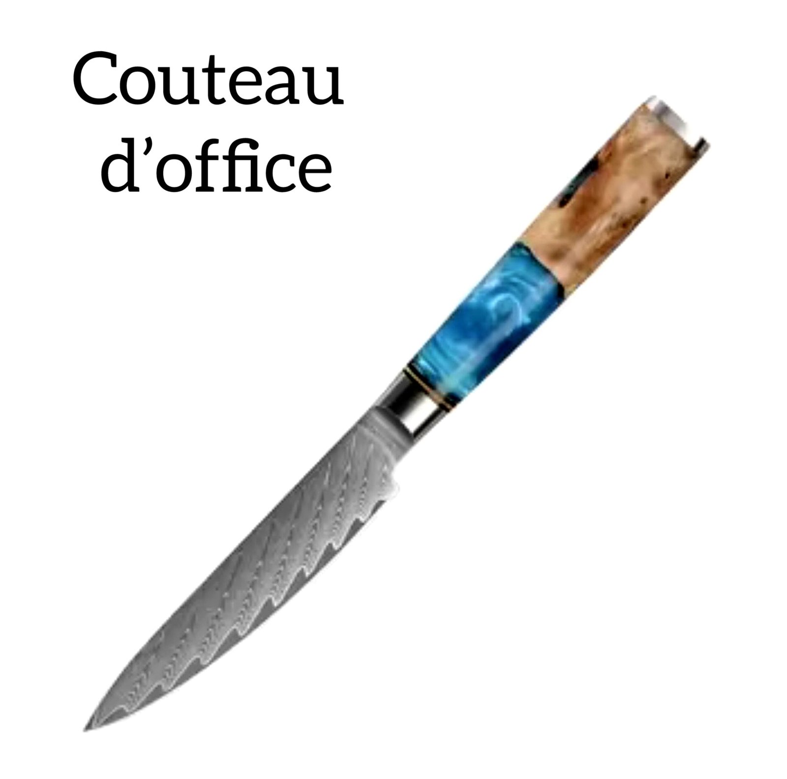 Couteaux en acier de 67 couches Damas VG10 | Manche bois de ronce & résine bleue – Image 2