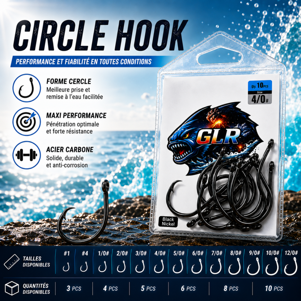 Hameçons Circle Black Nickel – Tailles #4, #1 et de 1/0 jusqu’à 12/0