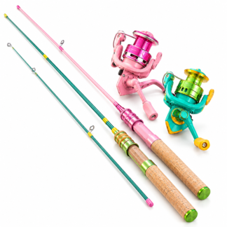 Canne à pêche enfant 1,98 m (2 brins) / Canne seule, Moulinet seul ou Ensemble complet